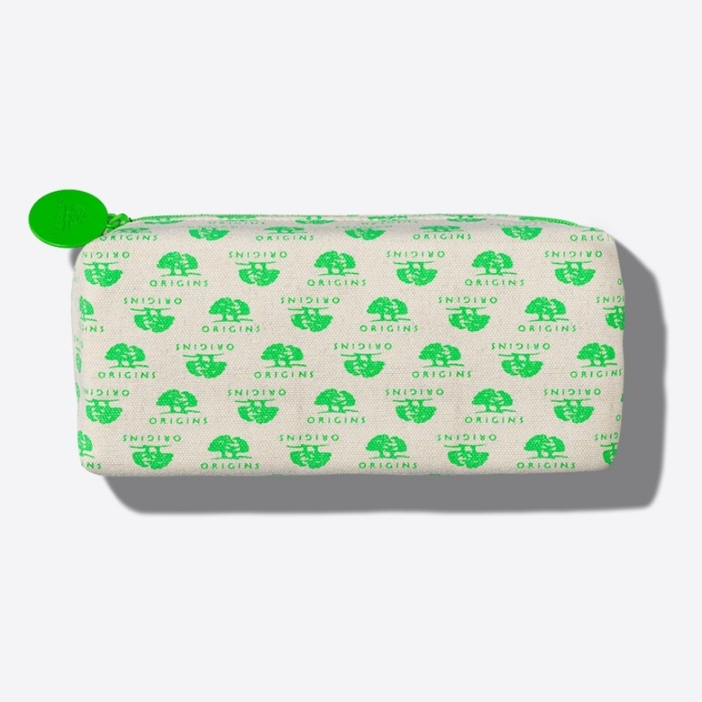 Origins Green and White Cosmetic Bag
